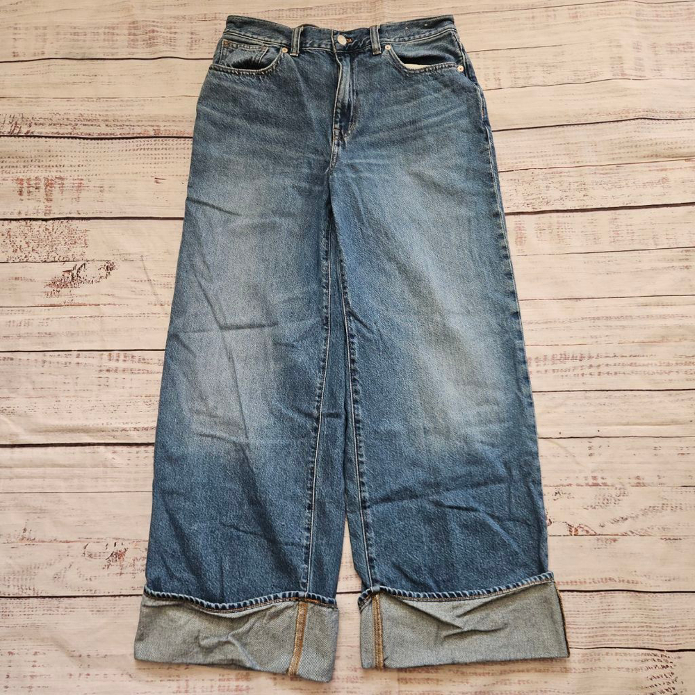 Madewell Super Wide Leg Jean Cuffed High Waisted Denim Womens 29 - Picture 2 of 7